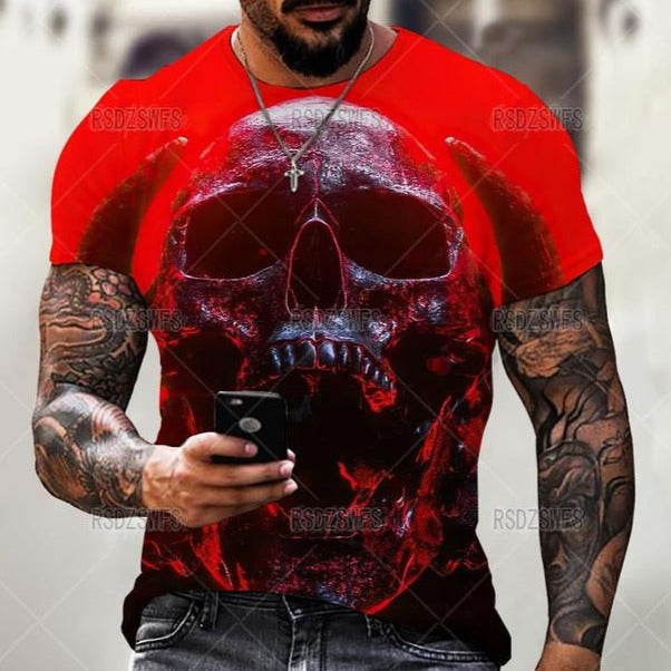 Summer Horror Skull 3D Print T Shirt For Men Tops Tees Men Clothing