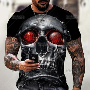 Summer Horror Skull 3D Print T Shirt For Men Tops Tees Men Clothing