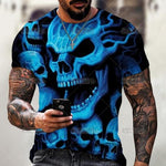 Summer Horror Skull 3D Print T Shirt For Men Tops Tees Men Clothing