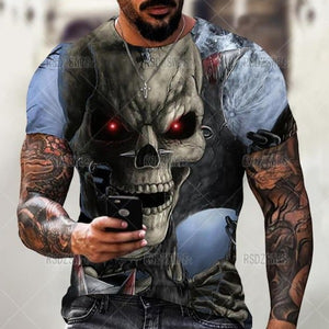 Summer Horror Skull 3D Print T Shirt For Men Tops Tees Men Clothing