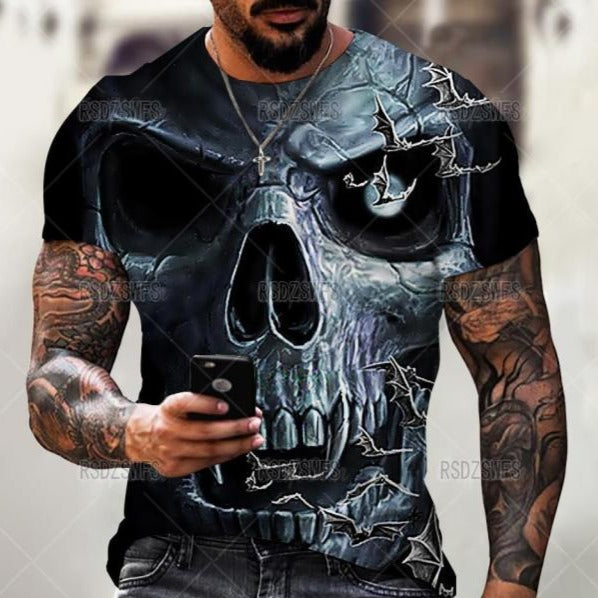 Summer Horror Skull 3D Print T Shirt For Men Tops Tees Men Clothing