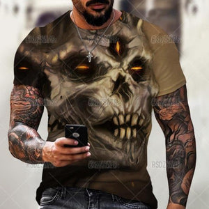 Summer Horror Skull 3D Print T Shirt For Men Tops Tees Men Clothing