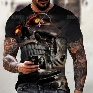 Summer Horror Skull 3D Print T Shirt For Men Tops Tees Men Clothing