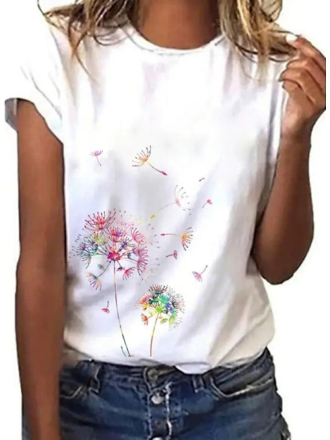 Sunflower Women floral print T-shirts, round neck T-shirts and Floral print, women T-shirts