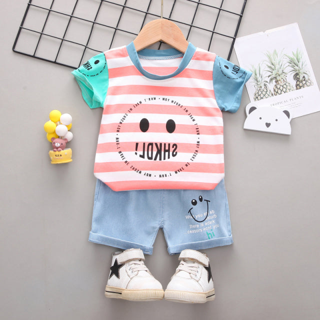 Baby Boys Girls Clothes Clothing Sets Kids Children Boy T-shirts + Pants Suits Summer Toddler