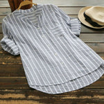 Summer Shirt Women Cotton Linen Tops Long Sleeve Lady Office Working Linen Blouse