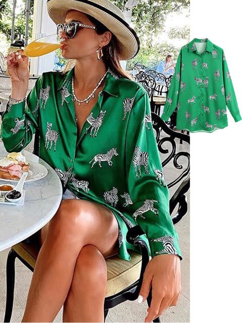 women  blouse long sleeve zebra print shirts  office ladies tops femme fashion