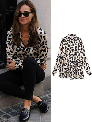 women  blouse long sleeve zebra print shirts  office ladies tops femme fashion