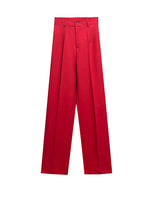 Women Chic Fashion Office Wear Straight Pants High Waist Zipper Fly Female Trousers