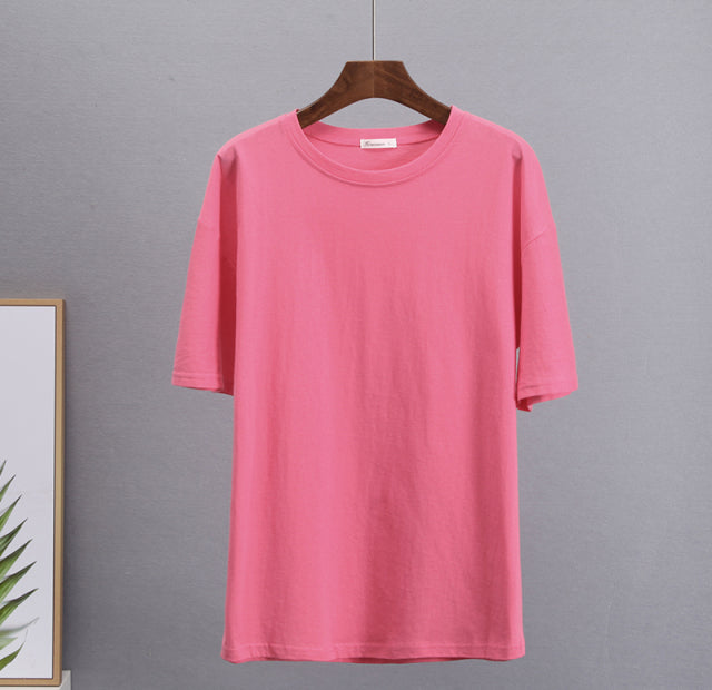 Loose Solid Tees Cotton T Shirt