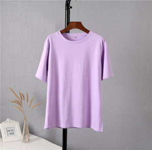 Loose Solid Tees Cotton T Shirt