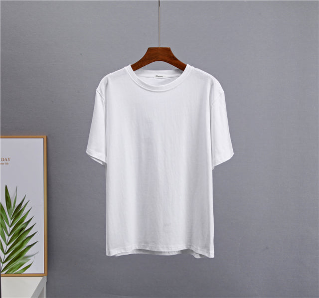 Loose Solid Tees Cotton T Shirt