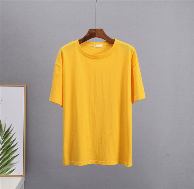 Loose Solid Tees Cotton T Shirt