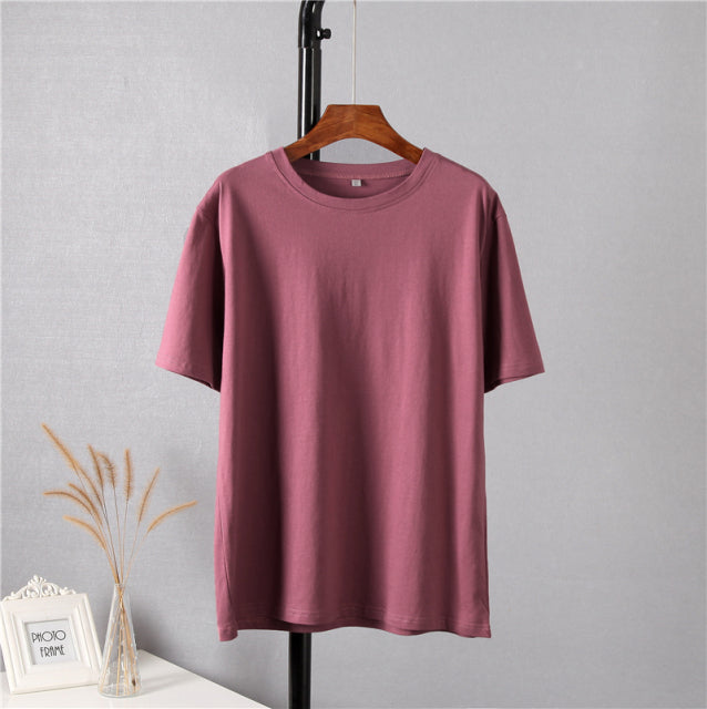 Loose Solid Tees Cotton T Shirt