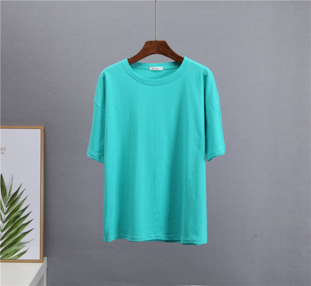 Loose Solid Tees Cotton T Shirt