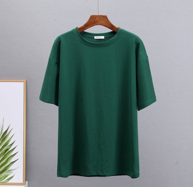 Loose Solid Tees Cotton T Shirt