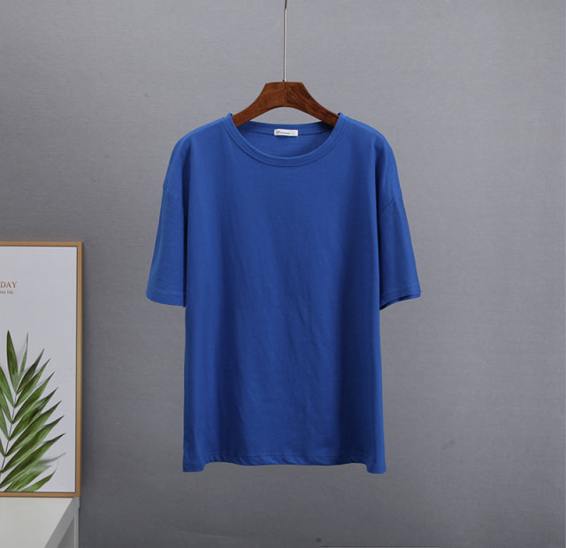 Loose Solid Tees Cotton T Shirt