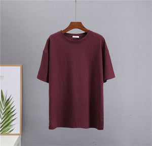 Loose Solid Tees Cotton T Shirt