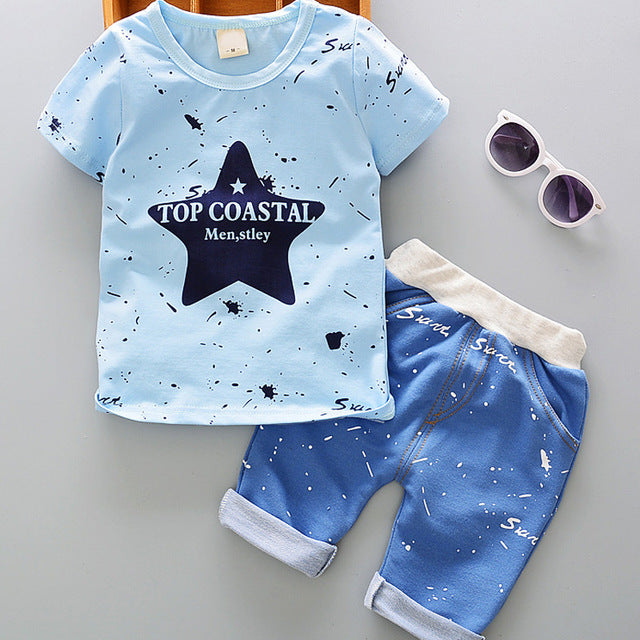 Baby Boys Girls Clothes Clothing Sets Kids Children Boy T-shirts + Pants Suits Summer Toddler