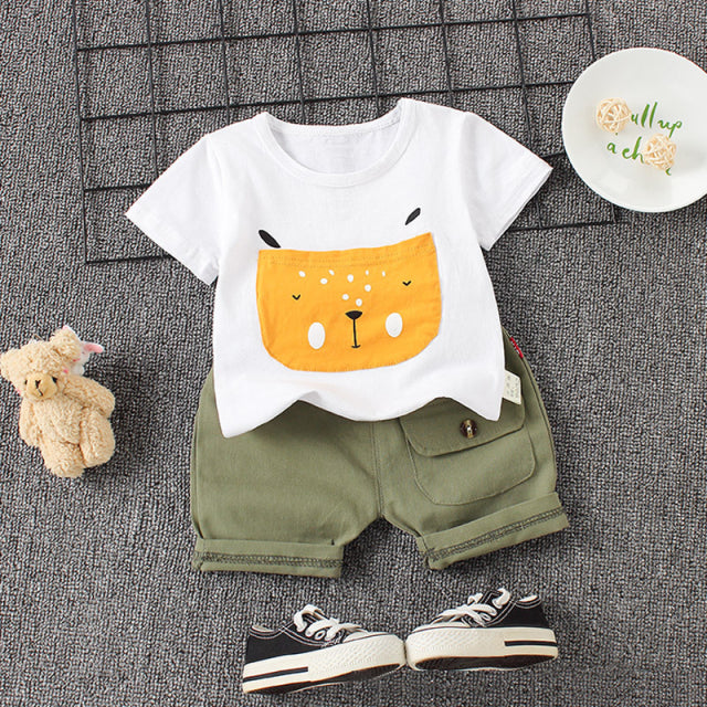 Baby Boys Girls Clothes Clothing Sets Kids Children Boy T-shirts + Pants Suits Summer Toddler