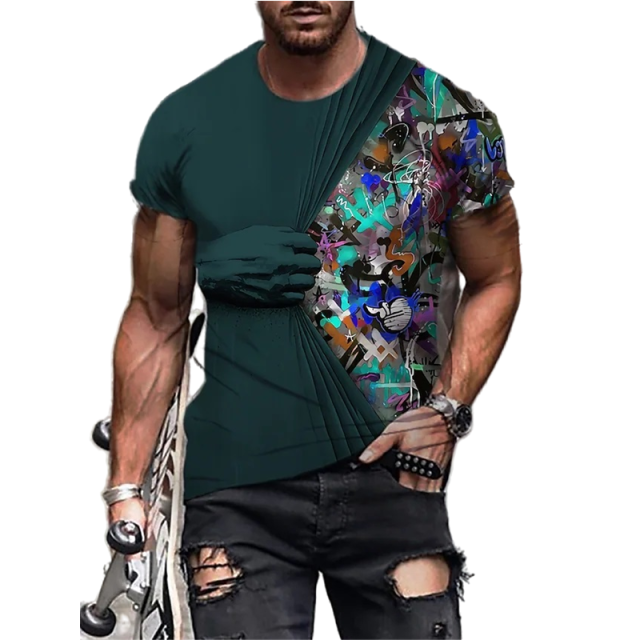 Black Soul Street Men T-shirt Ghost Claw Summer Short Sleeve 3D Printing Fashion Loose Top