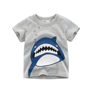 Summer Children 3D Cartoon T-shirt for Boy Animal Printing Dinosaur Shark Boys T Shirt Girls Tops Tees