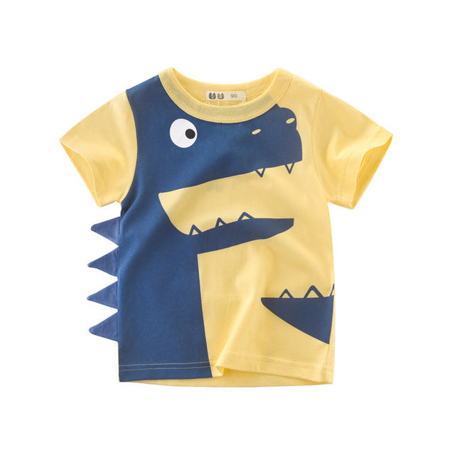 Summer Children 3D Cartoon T-shirt for Boy Animal Printing Dinosaur Shark Boys T Shirt Girls Tops Tees