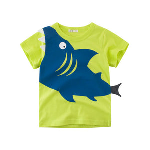 Summer Children 3D Cartoon T-shirt for Boy Animal Printing Dinosaur Shark Boys T Shirt Girls Tops Tees