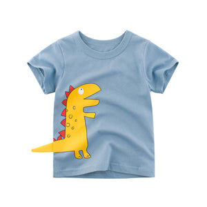 Summer Children 3D Cartoon T-shirt for Boy Animal Printing Dinosaur Shark Boys T Shirt Girls Tops Tees