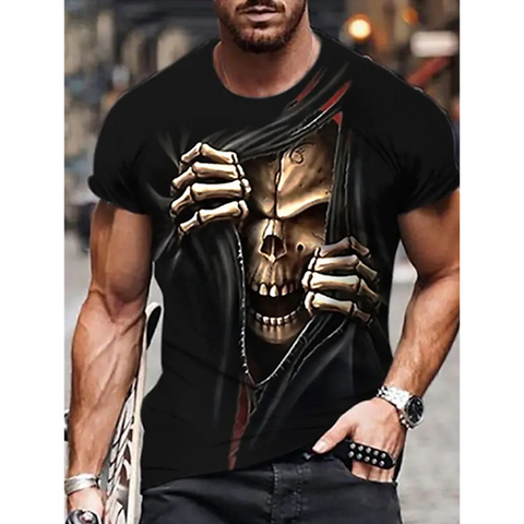 Black Soul Street Men T-shirt Ghost Claw Summer Short Sleeve 3D Printing Fashion Loose Top