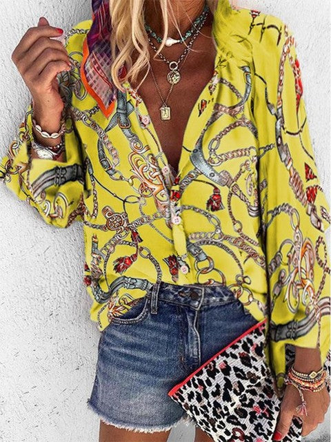 New Design Women Blouse V-neck Long Sleeve Casual Shirts Women Tops And Blouses