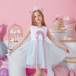 New Summer Princess Dresses Flying Sleeve Kids Dress Unicorn Party Girls Dresses