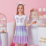 New Summer Princess Dresses Flying Sleeve Kids Dress Unicorn Party Girls Dresses