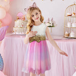 New Summer Princess Dresses Flying Sleeve Kids Dress Unicorn Party Girls Dresses