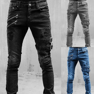 Straight Jeans Men High Waist Jean Summer Jeans Streetwear  Long Pants Trousers