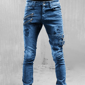 Straight Jeans Men High Waist Jean Summer Jeans Streetwear  Long Pants Trousers