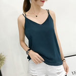 Summer Chiffon Women Camis Streetwear Sleeveless Black Female Tank Tops