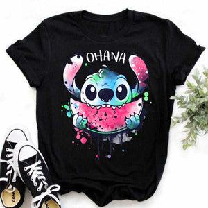 Kawaii Cartoon Stitch T Shirt Cartoon Women  Tees Cute Anime Tops T-shirt Female