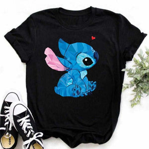 Kawaii Cartoon Stitch T Shirt Cartoon Women  Tees Cute Anime Tops T-shirt Female