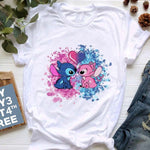 Kawaii Cartoon Stitch T Shirt Cartoon Women  Tees Cute Anime Tops T-shirt Female