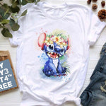 Kawaii Cartoon Stitch T Shirt Cartoon Women  Tees Cute Anime Tops T-shirt Female