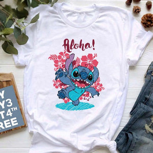 Kawaii Cartoon Stitch T Shirt Cartoon Women  Tees Cute Anime Tops T-shirt Female