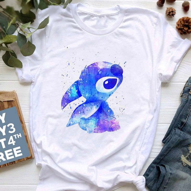 Kawaii Cartoon Stitch T Shirt Cartoon Women  Tees Cute Anime Tops T-shirt Female