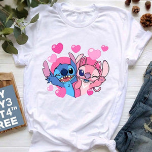 Kawaii Cartoon Stitch T Shirt Cartoon Women  Tees Cute Anime Tops T-shirt Female