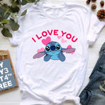 Kawaii Cartoon Stitch T Shirt Cartoon Women  Tees Cute Anime Tops T-shirt Female