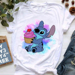 Kawaii Cartoon Stitch T Shirt Cartoon Women  Tees Cute Anime Tops T-shirt Female