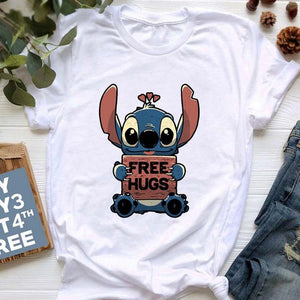 Kawaii Cartoon Stitch T Shirt Cartoon Women  Tees Cute Anime Tops T-shirt Female