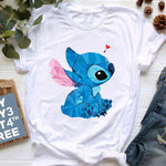 Kawaii Cartoon Stitch T Shirt Cartoon Women  Tees Cute Anime Tops T-shirt Female