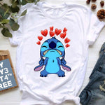 Kawaii Cartoon Stitch T Shirt Cartoon Women  Tees Cute Anime Tops T-shirt Female