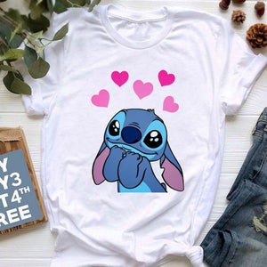 Kawaii Cartoon Stitch T Shirt Cartoon Women  Tees Cute Anime Tops T-shirt Female